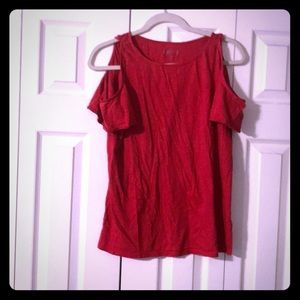 LOFT Red Cold Shoulder Top Small